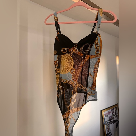 Fashion Nova: Body Suit. Chain Link designs. Sheer. - Picture 2 of 3